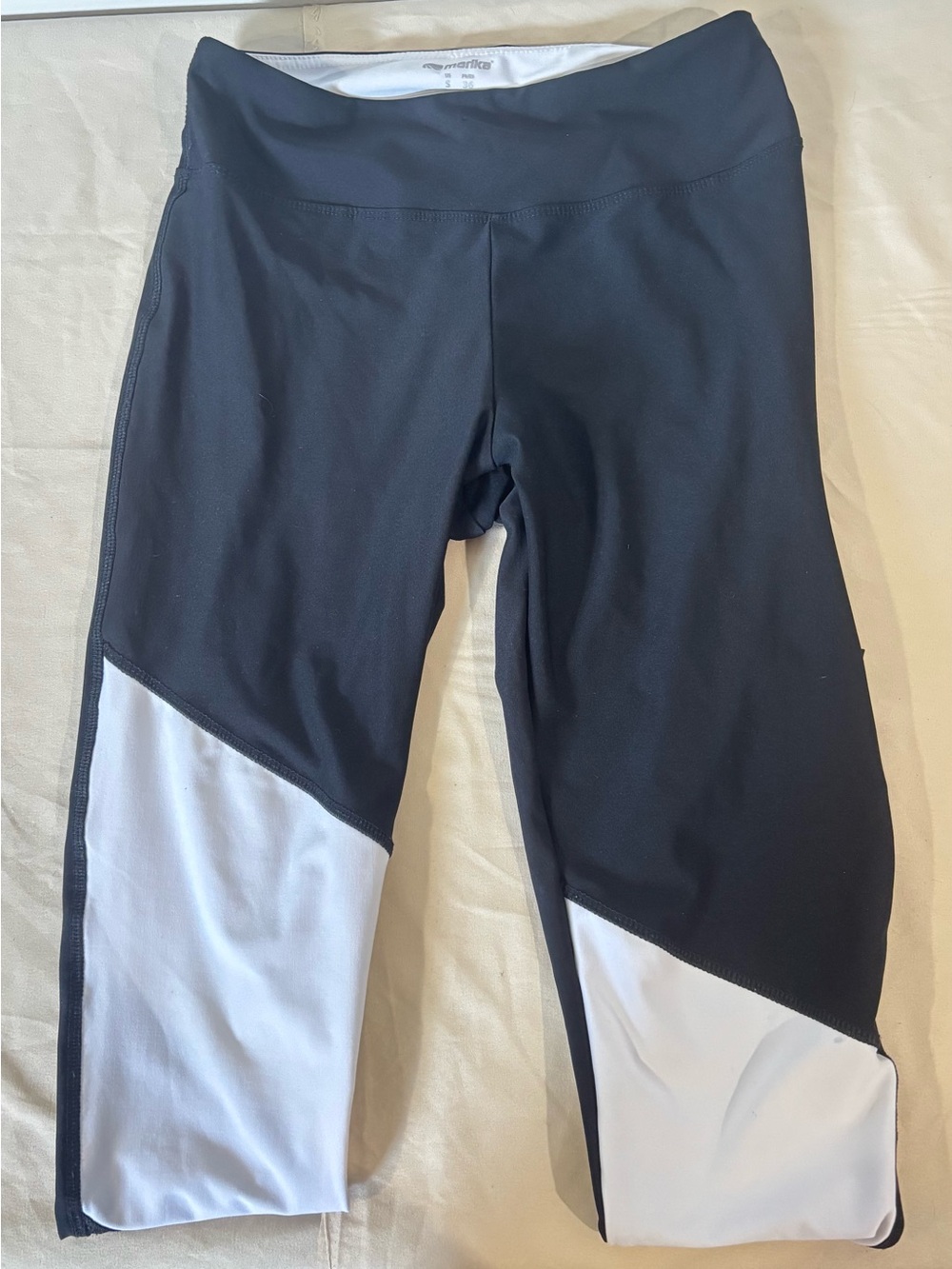 Marika Black and White Colorblock Leggings for women